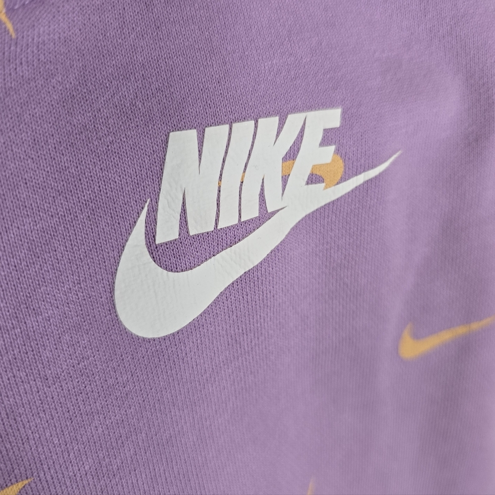 Nike Kids Girls Purple Cropped Hoodie with Peach Swooshes Size Small - Picture 4 of 6